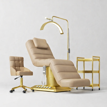 aesthetic clinic setup electric beauty bed gold base
