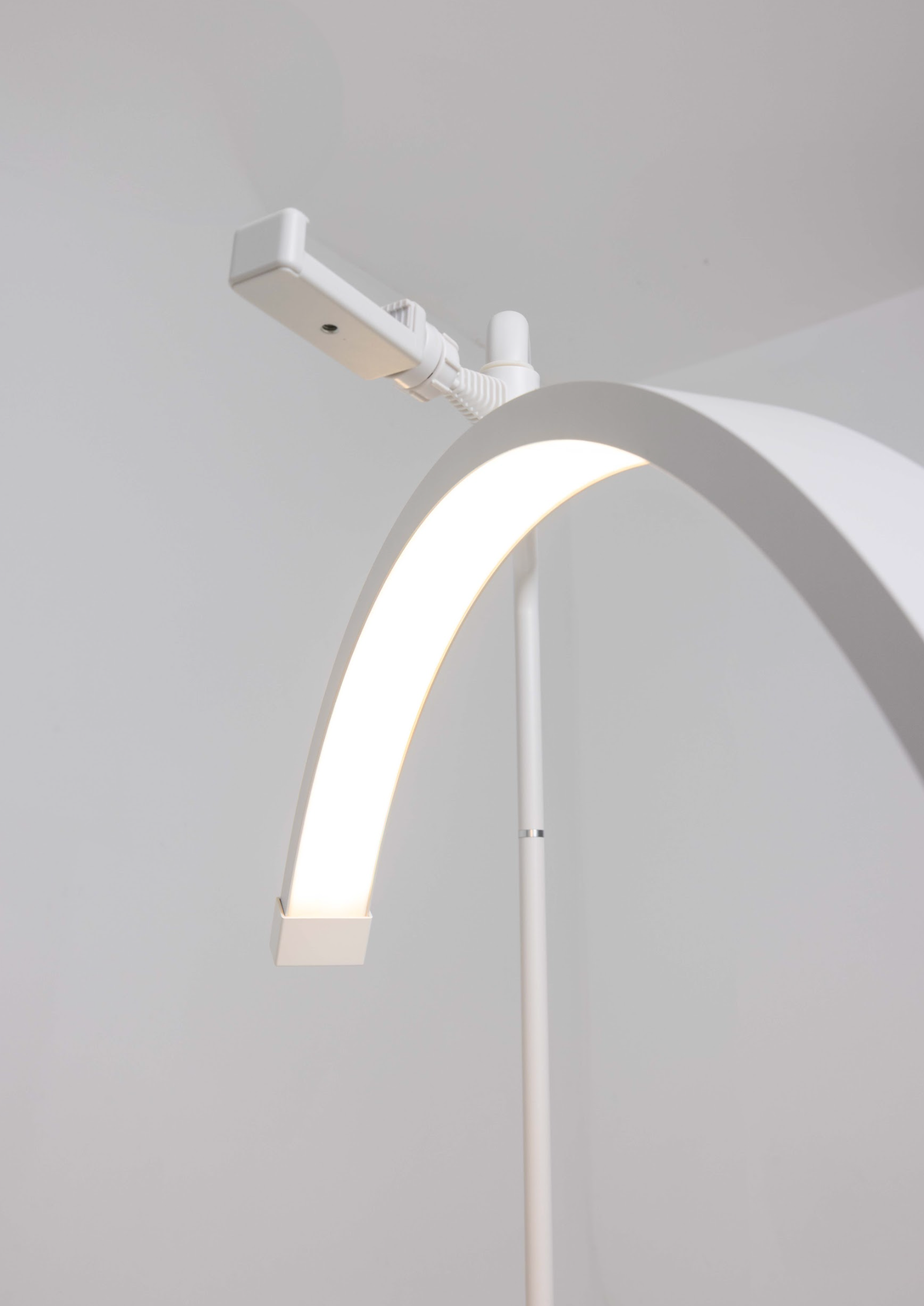 white half moon light with beauty bed setup