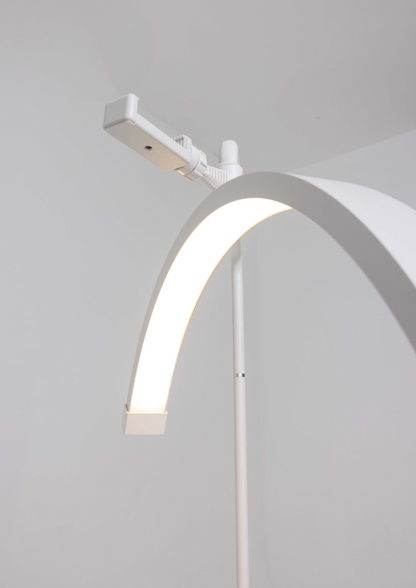 white half moon light with beauty bed setup
