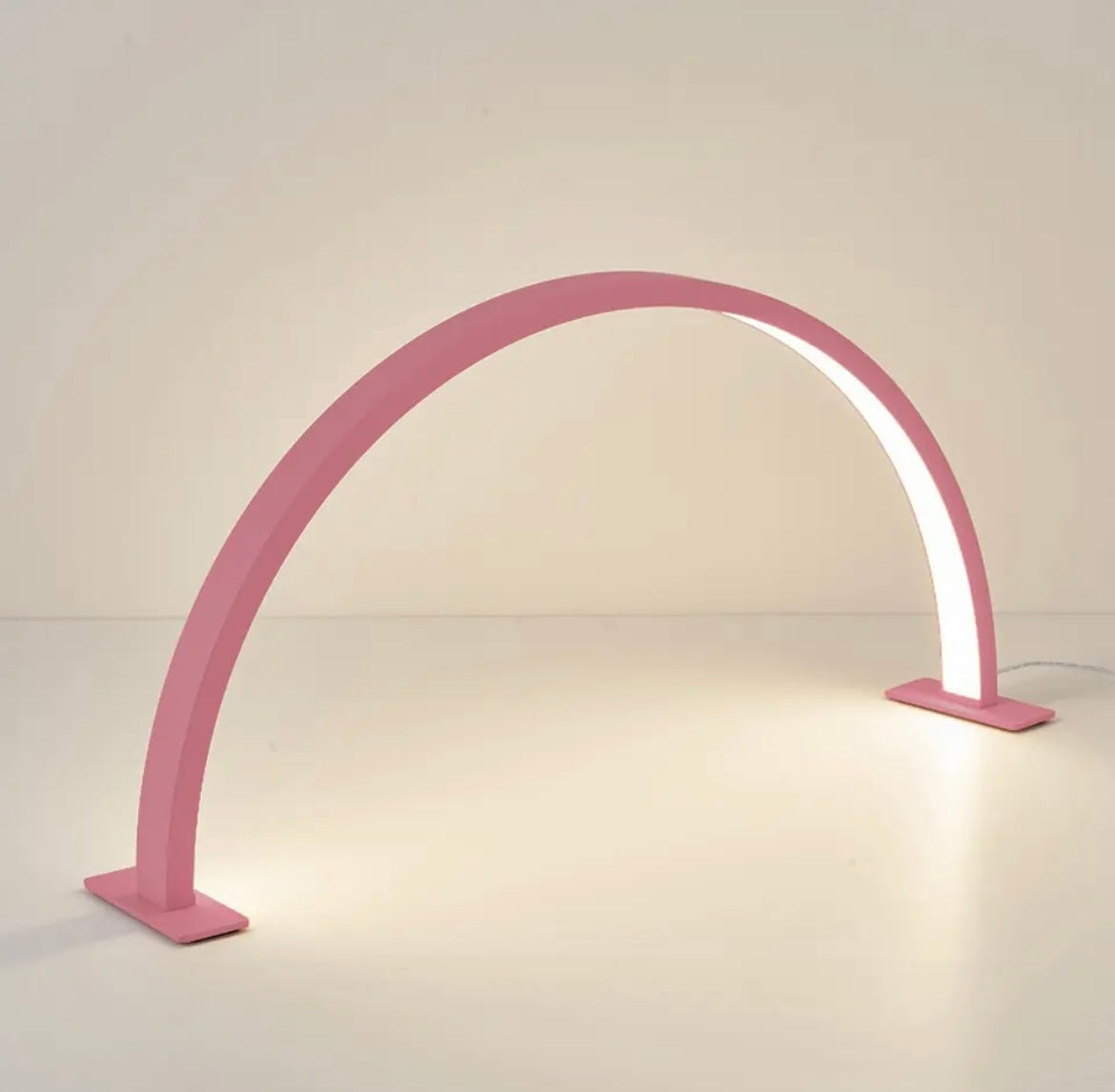 modern nail station with pink LED light