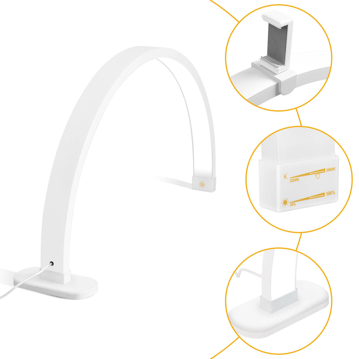 white LED nail lamp close up adjustable arm