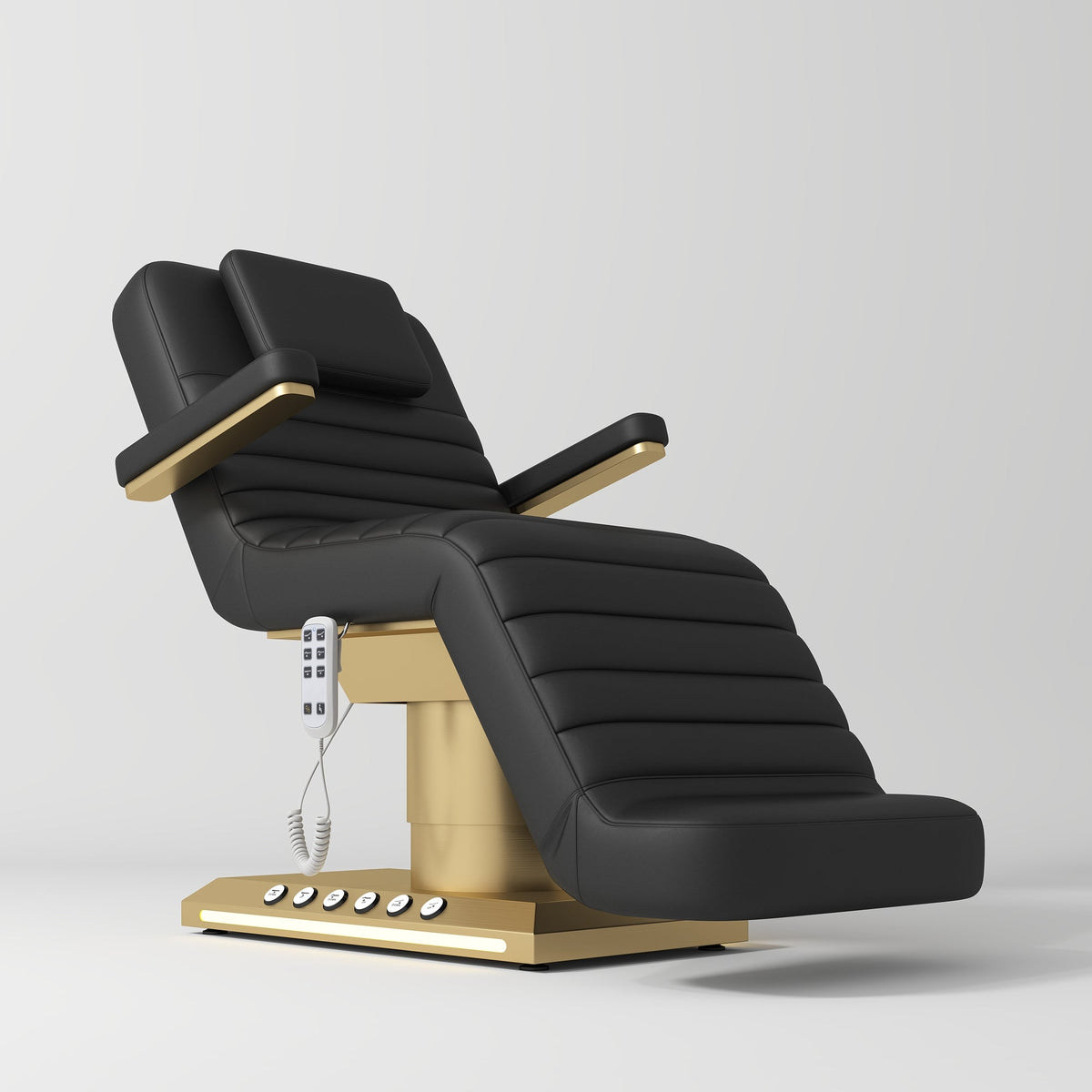 High-end salon furniture electric beauty bed with gold base